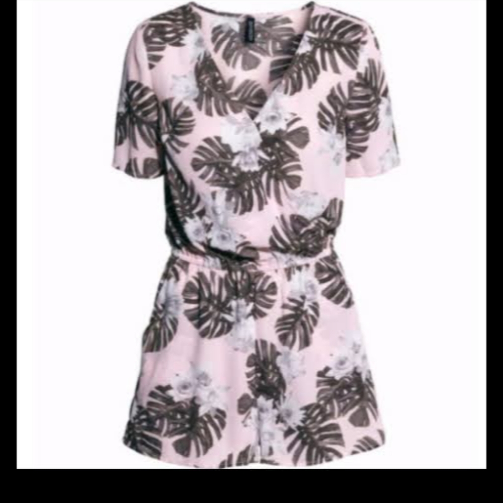 H&M pink and grey romper